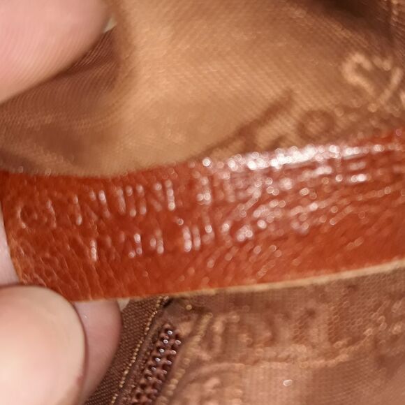 Vintage Fossil Hobo Shoulder Bag Leather Brown Silver‎ Logo Key Zipper Closure - Picture 12 of 13